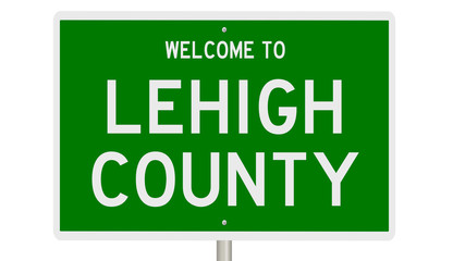 Rendering of a green 3d highway sign for Lehigh County