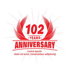 102 years logo design template. 102nd anniversary vector and illustration.