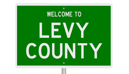 Rendering of a green 3d highway sign for Levy County