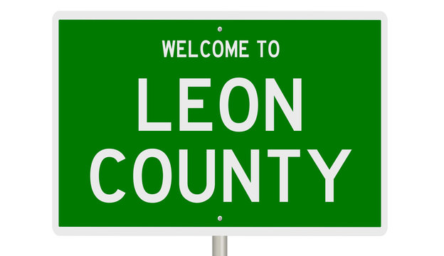 Rendering of a green 3d highway sign for Leon County