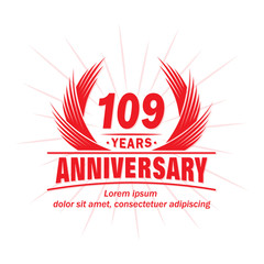 109 years logo design template. 109th anniversary vector and illustration.