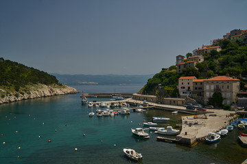 panorama over the gulf from the Adriatic Sea near the city of Vrbnik