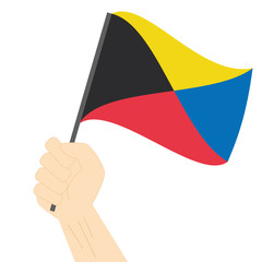Hand holding and rising the maritime flag to represent the letter Z Vector Illustration