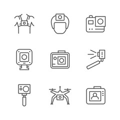 Set line icons of action camera