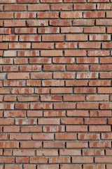 Old red brick wall texture front face