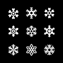 Naklejka na ściany i meble Set glyph icons of snowflake