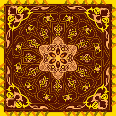     Mandala ornament in a geometric pattern on a dark background