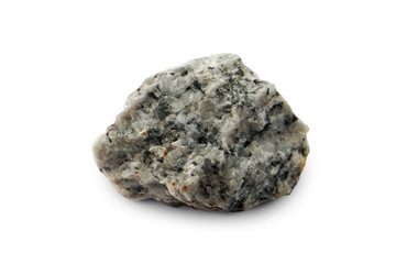 The granite pegmatite isolated on white background, A pegmatite is an igneous rock. There is noise...