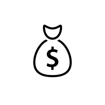 Money Bag outline icon. Clipart image isolated on white background