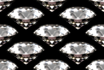 Seamless pattern of big and shiny standing up diamonds