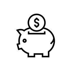 Piggy bank money box icon simple flat illustration