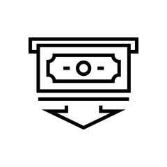 Cash from ATM icon simple flat outline illustration