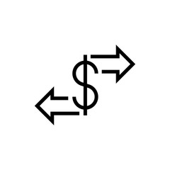 Money exchange icon simple flat outline illustration
