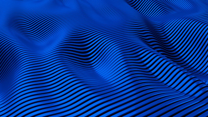 Naklejka premium Plastic stripe pattern background. Blue light. 3d illustration, render.