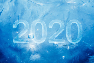 2020 New Year blue ice background