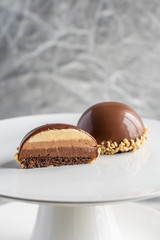 glazed  sponge cake. chocolate glaze. chocolate cake