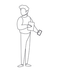 Isolated avatar man with laptop and smartphone vector design
