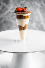dessert in a glass. cake in a glass