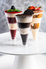 dessert in a glass. cake in a glass