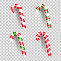 Set of realistic christmas candy cane.