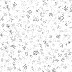 Hand Drawn grey Snowflakes Christmas Seamless Patt