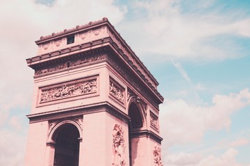 Fototapeta na wymiar Paris, France - Triumphal Arch. Retro filtered colors.