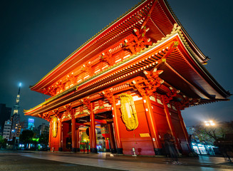 Sensoji Temple in Asakusa is the most famous and be the destination of tourist. Shoot in the night. Tokyo, Japan.