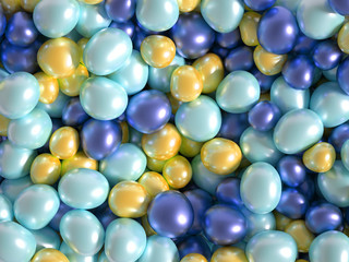 Beautiful background with beads, particles and simulation. 3d illustration, 3d rendering.