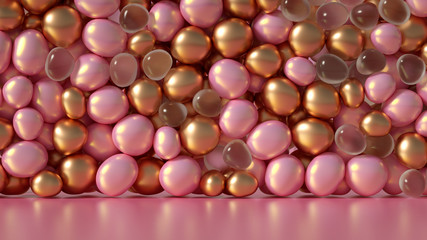 Beautiful background with beads, particles and simulation. 3d illustration, 3d rendering.