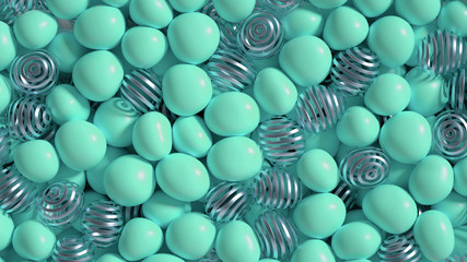 Beautiful background with beads, particles and simulation. 3d illustration, 3d rendering.