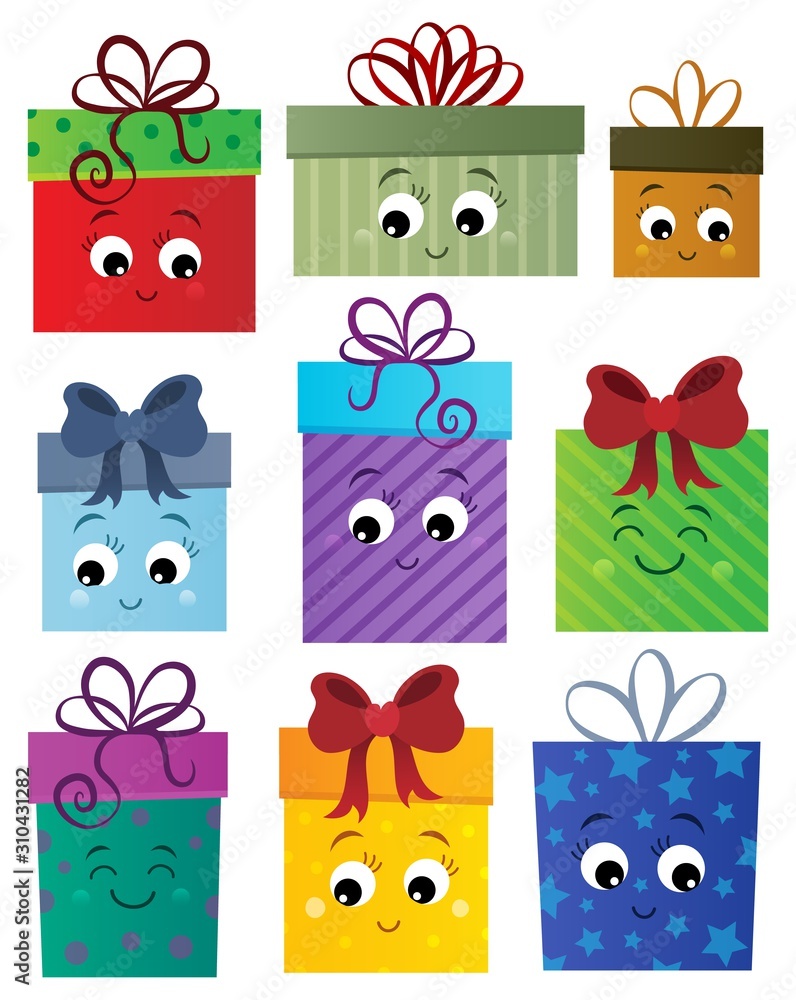 Poster stylized gifts theme set 1