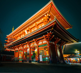 Fototapeta na wymiar Sensoji Temple in Asakusa is the most famous and be the destination of tourist. Shoot in the night. Tokyo, Japan.