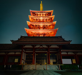 Sensoji Temple in Asakusa is the most famous and be the destination of tourist. Shoot in the night. Tokyo, Japan.