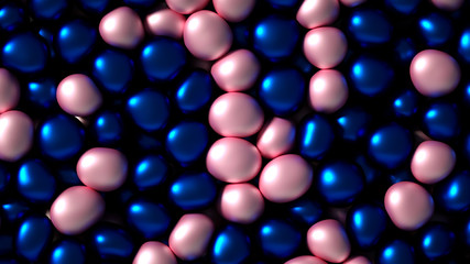 Beautiful background with beads, particles and simulation. 3d illustration, 3d rendering.