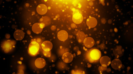 Abstract glittering stars on isolated black background. Motion blur shimmer bokeh texture overlay.