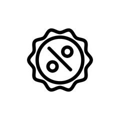 Discount icon vector. A thin line sign. Isolated contour symbol illustration