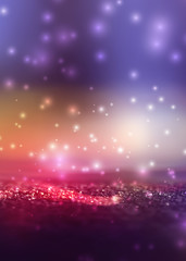 Fototapeta premium Abstract background. Defocused lights of the night city. Brilliant festive background with neon glow.