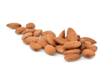 group of almonds isolated on white