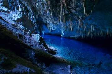 The Blue Lake Grotto in Bonito, State of Mato Grosso do Sul, Brazil