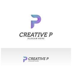 Abstract letter P logo icon for corporate identity design isolated, Creative P logo design template vector