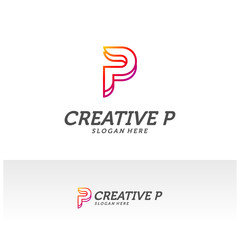 Abstract letter P logo icon for corporate identity design isolated, Creative P logo design template vector