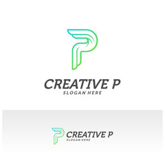 Abstract letter P logo icon for corporate identity design isolated, Creative P logo design template vector