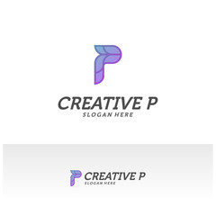 Fototapeta premium Abstract letter P logo icon for corporate identity design isolated, Creative P logo design template vector