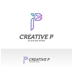 Abstract letter P logo icon for corporate identity design isolated, Creative P logo design template vector