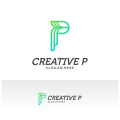 Abstract letter P logo icon for corporate identity design isolated, Creative P logo design template vector