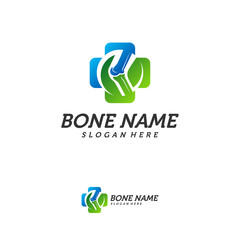 Bone Plus logo. Healthy bone Icon. Knee bones and joints care protection logo template. Medical flat logo design. Vector of human body health. Emblem symbol.