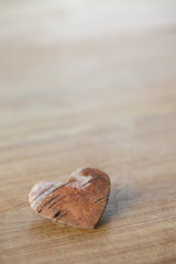 heart on wooden background copy space for text or image 