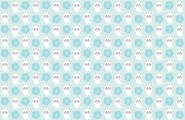 年賀素材　ねずみと梅のシームレスパターン　緑