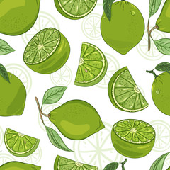 Lime pattern. Juicy green vector background. Summer collection.
