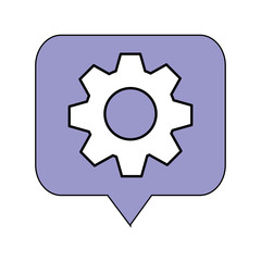 Isolated gear inside communication bubble vector design
